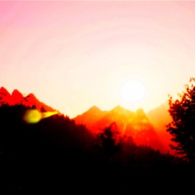 车拍武当夕阳